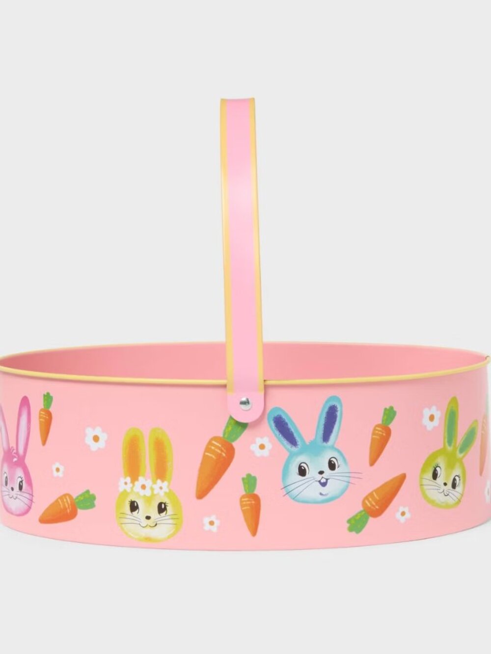 Printed Oval Metal Basket with Bunnies